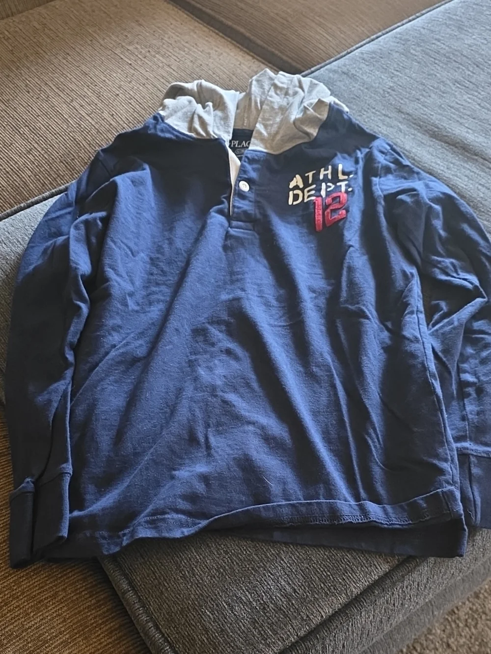 Place Navy and Gray Layered-Look Hooded Pullover